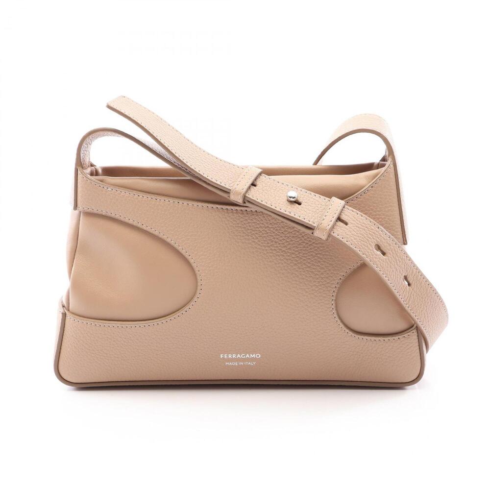 Salvatore Ferragamo Cutout Shoulder Bag/Handbag, Leather, Women's, Beige